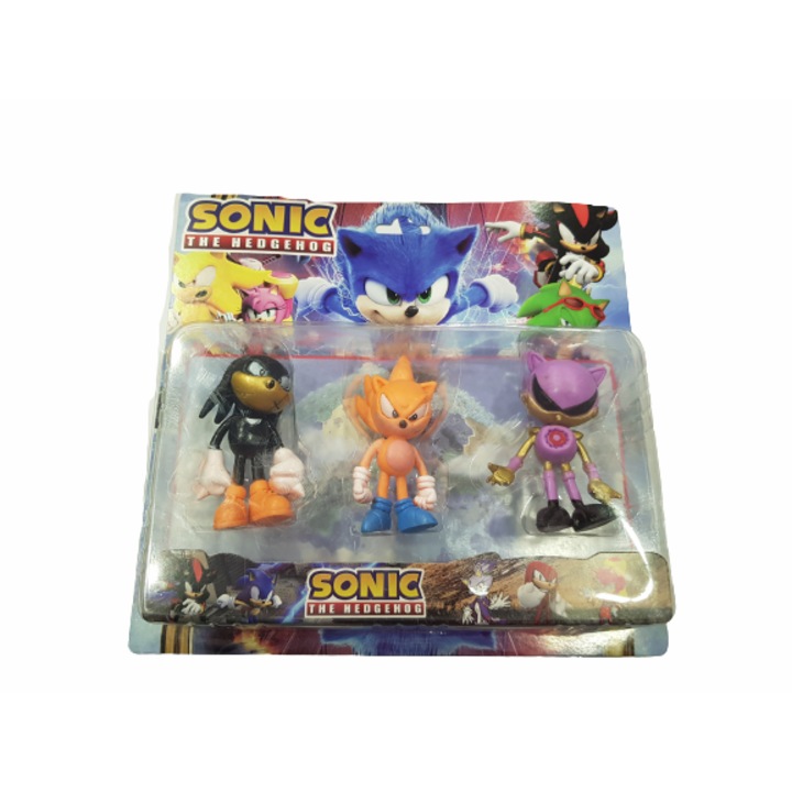Sonic figurák, műanyag, 3 db-os készlet, többszínű