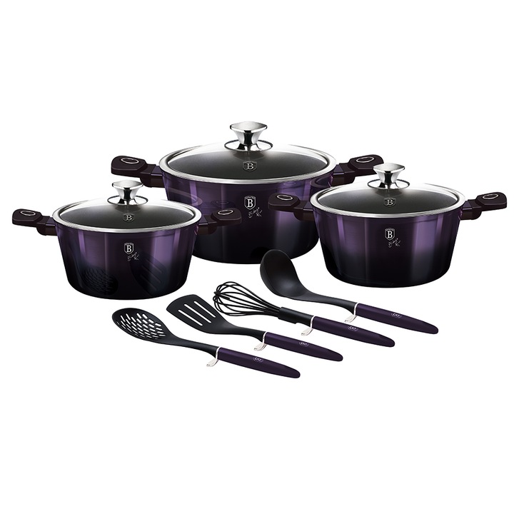 Комплект тенджери Berlinger HausBH7141, Purple Eclipse Collection