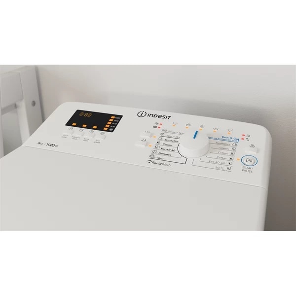 Masina de spalat cu incarcare superioara, Indesit BTW S60400 EU/N, clasa energetica C, capacitate 6 kg, 1000 rpm, alb