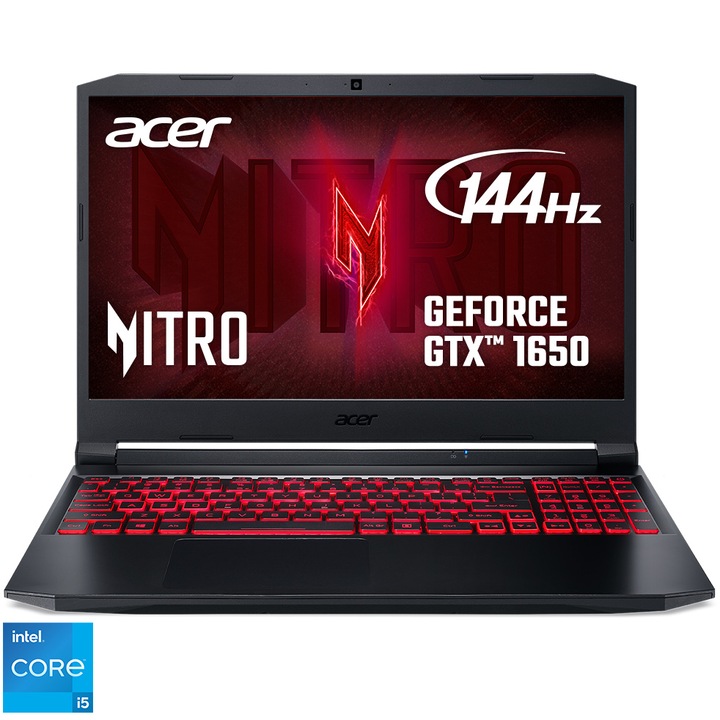 Лаптоп Gaming Acer Nitro 5 AN515-57, Intel® Core™ i5-11400H, 15.6" Full HD, 144Hz, RAM 16GB, 512GB SSD, NVIDIA® GeForce® GTX™ 1650 4GB, No OS, Black