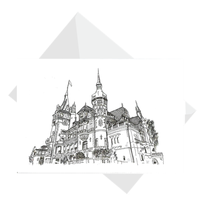 Felicitare, Castelul Peles, 15 x 21 cm