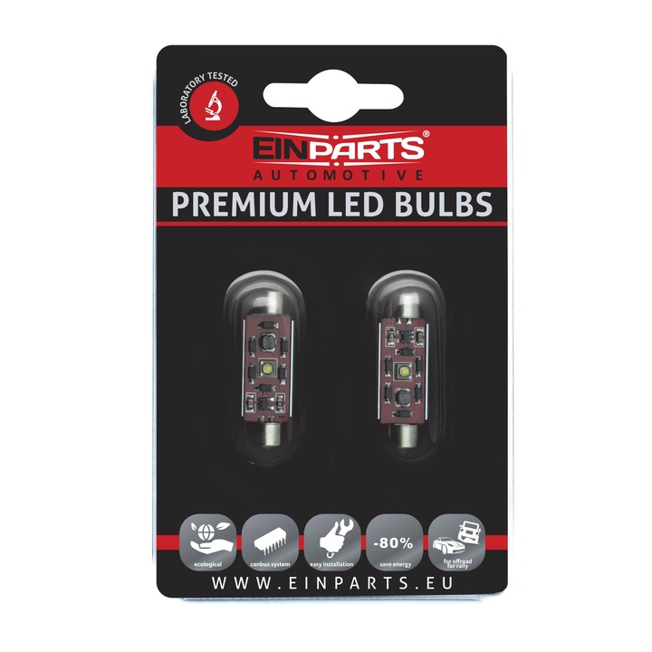 Set Becuri LED auto C10W EinParts Automotive, 12V, 6000K