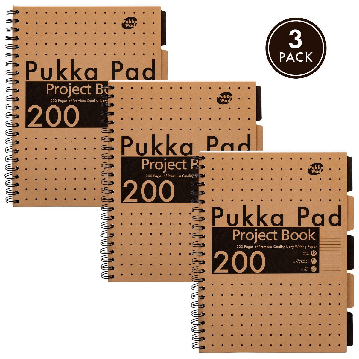 Тетрадка със спирала и разделители Pukka Pads Jotta Kraft Project Book ...