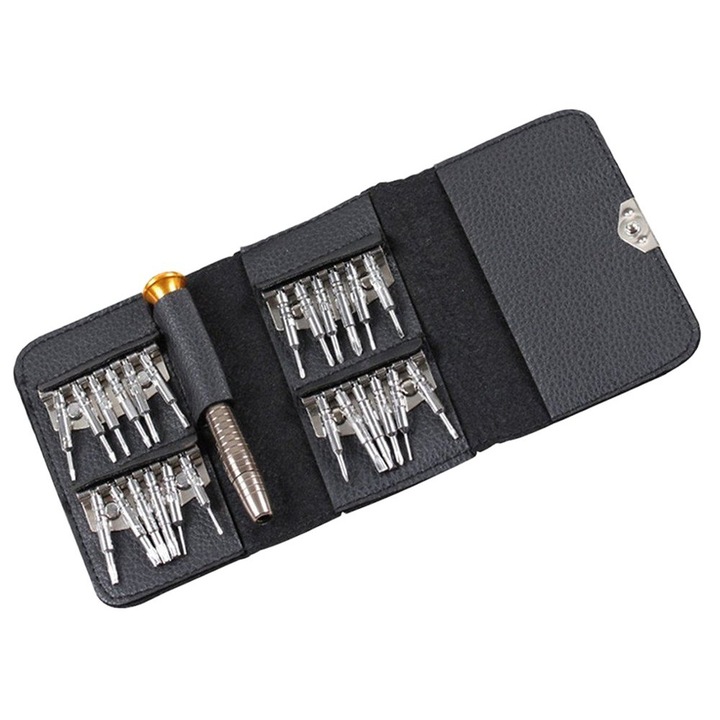 Set surubelnita magnetica de precizie 25 in 1, husa de depozitare cu prindere bituri magnetica