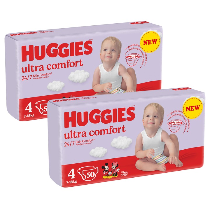Scutece Huggies Ultra Comfort Jumbo 4, 7-18 kg, 100 buc