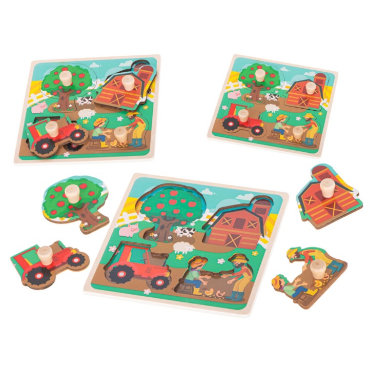 Fából készült puzzle gyerekeknek Oem, Farm