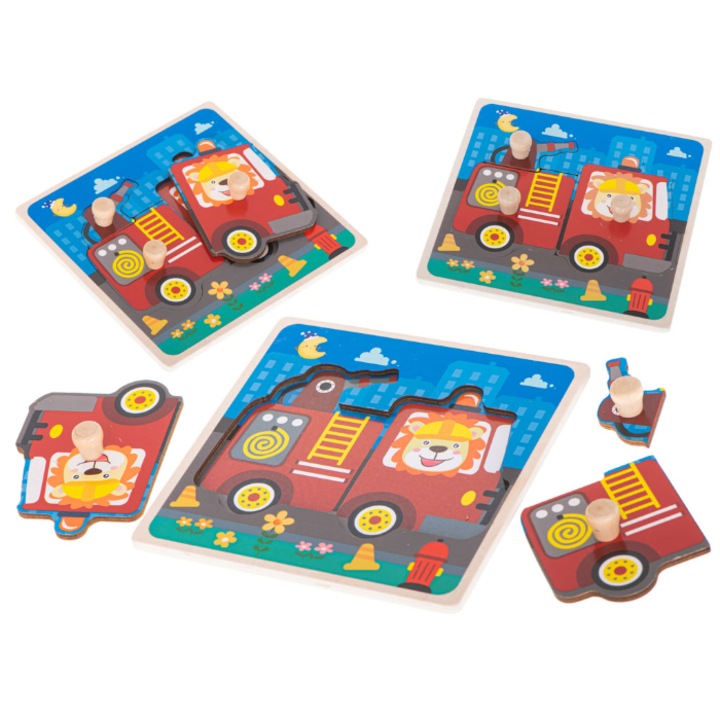 Fa kirakó, tűzoltóautó, 15cmx15cmx0.5cm