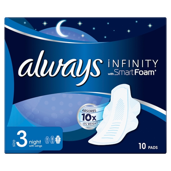 Always Infinity Éjszakai Egészségügyi Szárnyas betét, 10 db