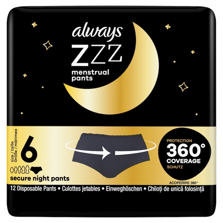 Always ZZZ Éjszakai Eldobható Menstruációs Alsónemű x12