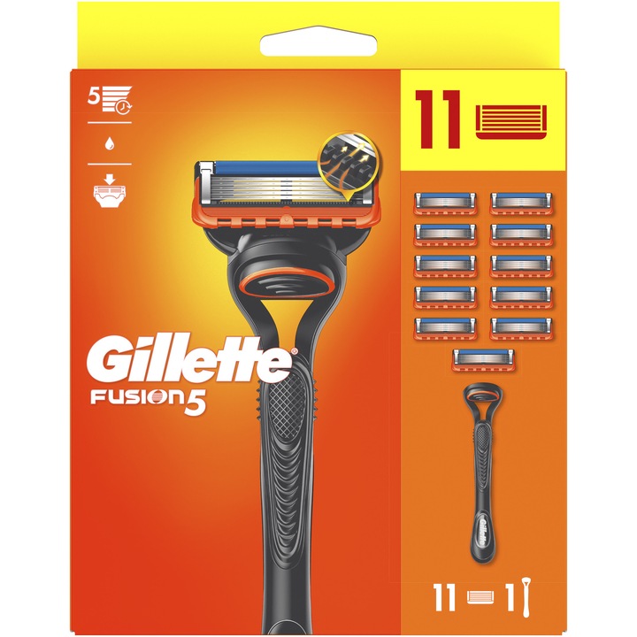 Gillette Fusion5 férfi borotva, 1 Gillette 5 pengés borotva, Pengeutántöltő, Precíziós trimmelő, 5 pengével az alapos és hosszan tartó borotválkozásért