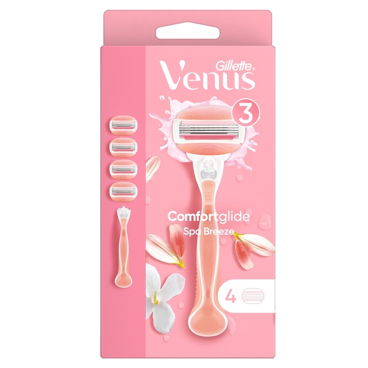 Aparat de ras Gillette Venus ComfortGlide Spa Breeze – 4 rezerve de lamă