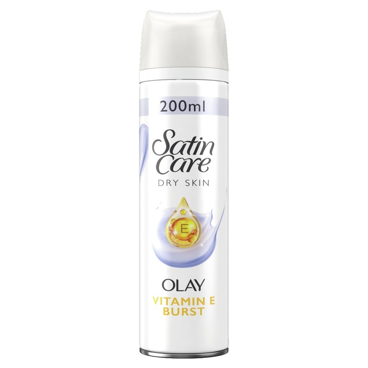 Satin Care With Olay Dry Skin Vitamin E Burst Borotvazselé Száraz Bőrre, 200 ml