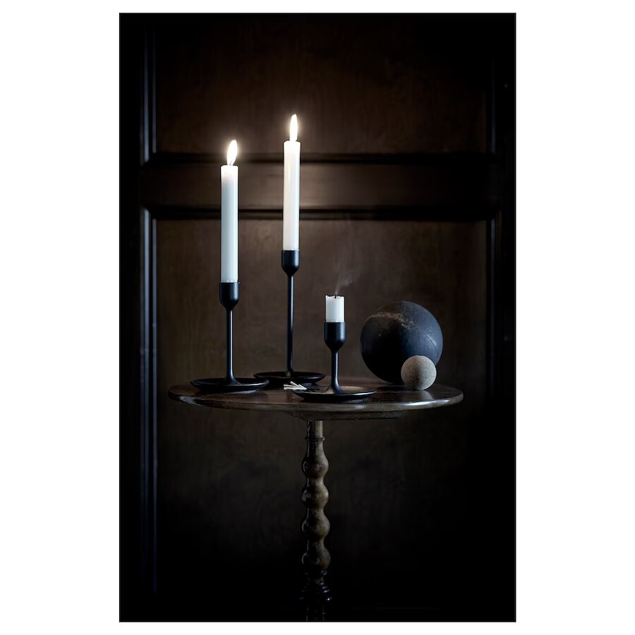 Set de 3 Candele Decorative din Metal Utilizate ca Suport pentru Lumanari,  SmartProduct, Culoare Negru 