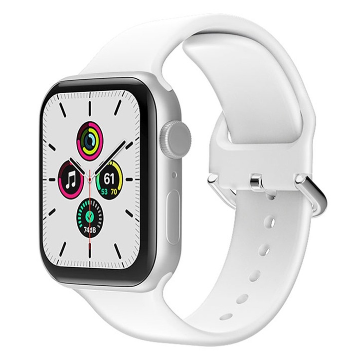 Силиконова Каишка Pure за Apple Watch SE 44 mm, Бял