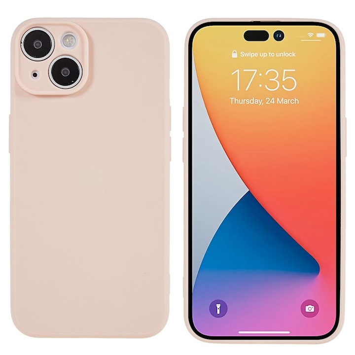 Силиконов Кейс за iPhone 14 Plus, Защита на камерите, Розов