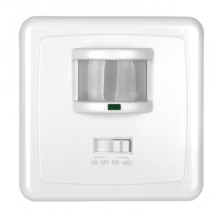 Senzor de miscare, Lightex, Pentru suport de perete, Alb