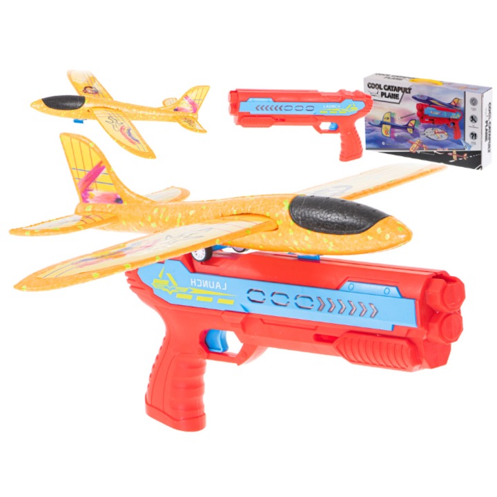 Avion lansator, Polistiren, 6 ani+, Multicolor