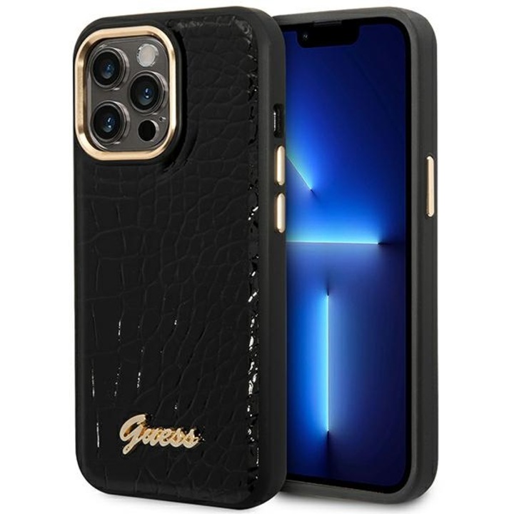 Husa pentru iPhone 14 Pro Guess Croco Collection black