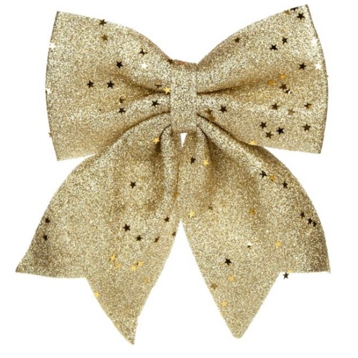 Funda decorativa pentru bradul de Craciun sau cadouri, auriu, cu sclipici, 23 x 20 cm