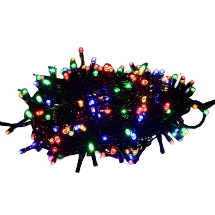 Set lumini cu LED, Pentru craciun, Cu telecomanda, 10 m, Multicolor