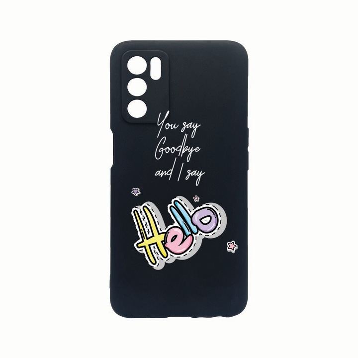 Husa Silicon, Compatibila Cu Oppo A54s, Say Hello, Rezistenta la uzura, Protectie Camera, Negru c-B 148