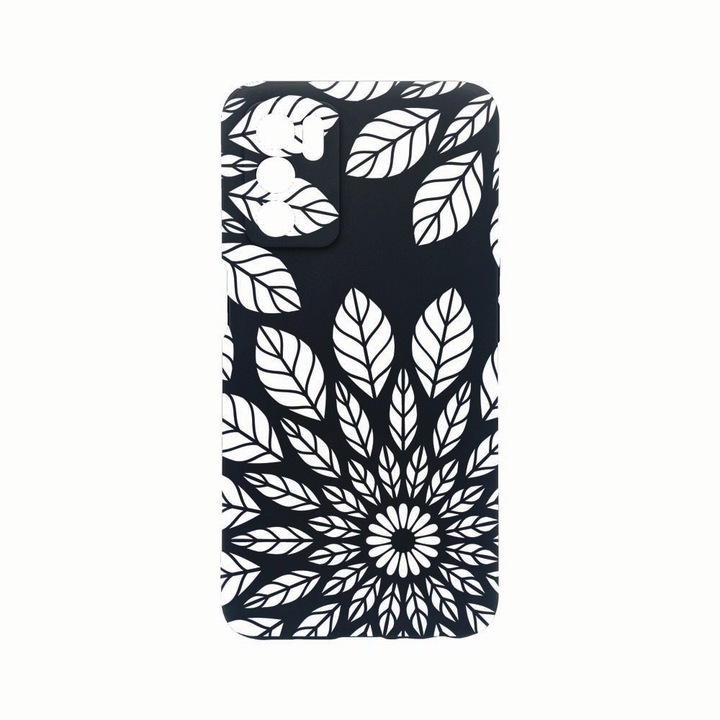 Husa Silicon, Compatibila Cu Oppo A54s, Flower Pattern, Rezistenta la uzura, Protectie Camera, Negru c-B 76