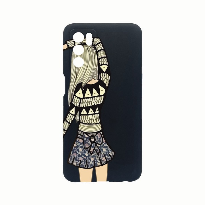 Husa Silicon, Compatibila Cu Oppo A54s, Girl Friend, Rezistenta la uzura, Protectie Camera, Negru c-B 187