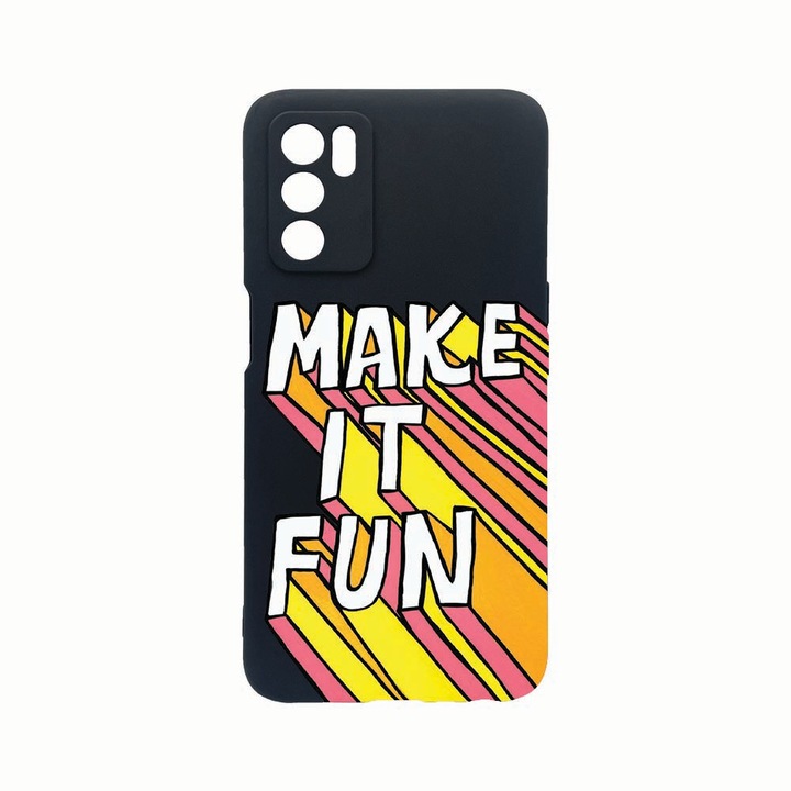 Husa Silicon, Compatibila Cu Oppo A16s, Make It Fun, Rezistenta la uzura, Protectie Camera, Negru c-B 494
