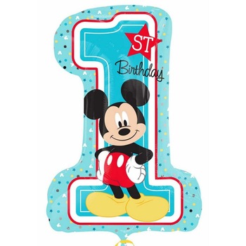 Balon Folie Figurina Figurina Mickey Mouse 1st Birthday - 71x48 cm, Amscan 34343, 1 buc Balon Folie Figurina Figurina Mickey Mouse 1st Birthday - 71x48 cm, Amscan 34343, 1 buc