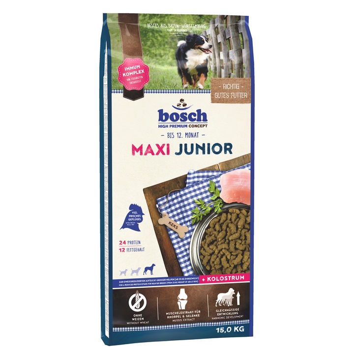 Hrana uscata pentru caini Bosch Junior Maxi, 15 Kg