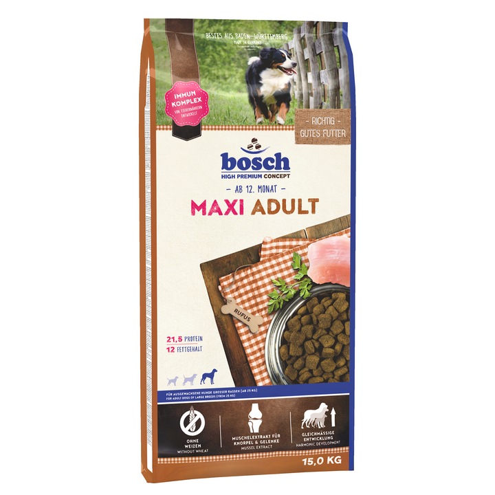 Hrana uscata pentru caini Bosch Adult Maxi, 15 Kg