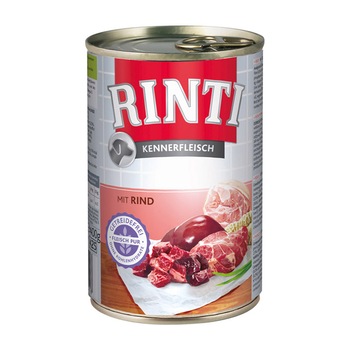 Hrana umeda pentru caini Rinti cu vita, 400 gr Hrana umeda pentru caini Rinti cu vita, 400 gr