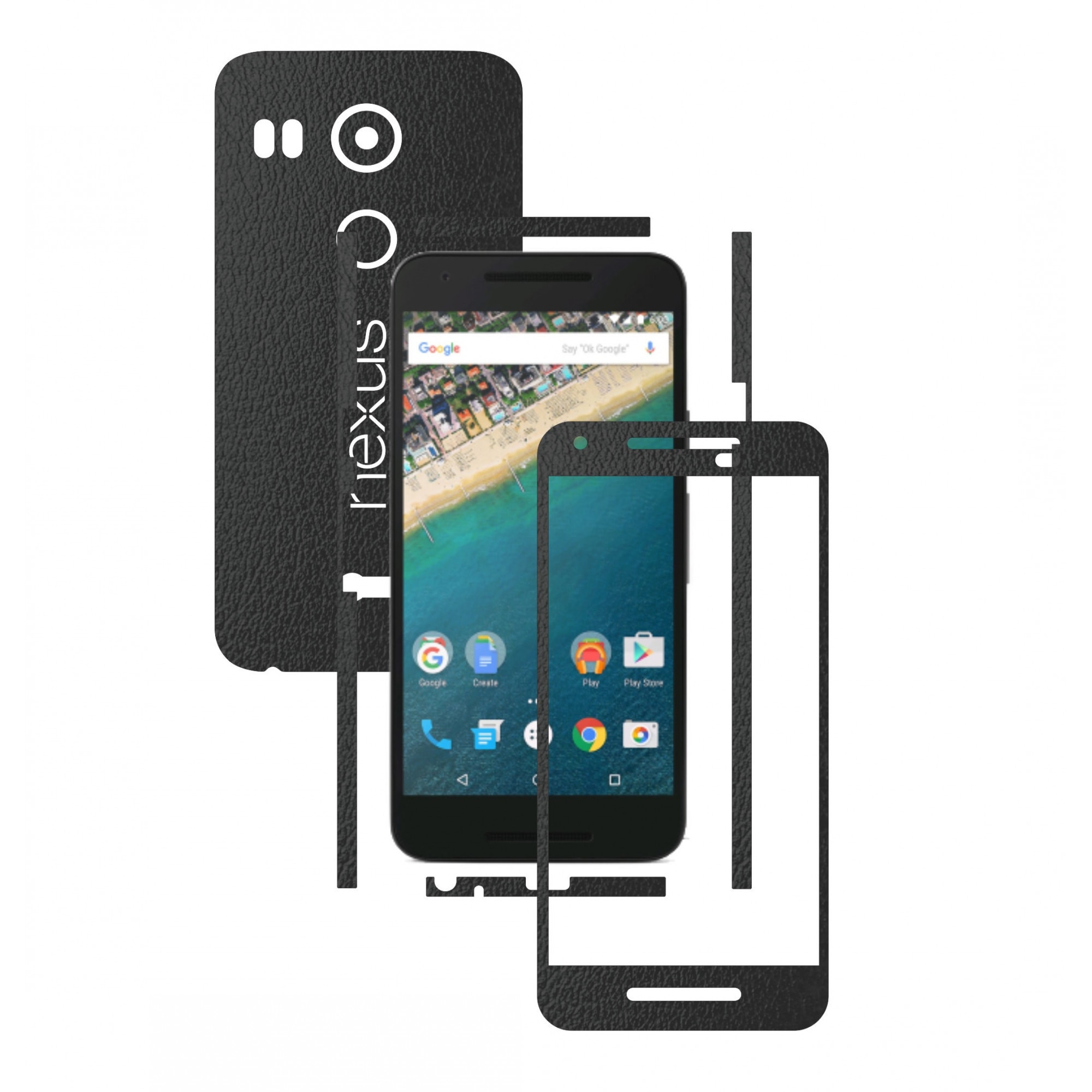 Folie de protectie Full Body Carbon Skinz, Acoperire Totala, Piele Neagra pentru LG Google Nexus 5X