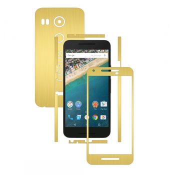Folie de protectie Full Body Carbon Skinz, Acoperire Totala, Brushed Auriu pentru LG Google Nexus 5X
