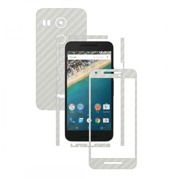 Folie de protectie Full Body Carbon Skinz, Acoperire Totala, Carbon Alb pentru LG Google Nexus 5X