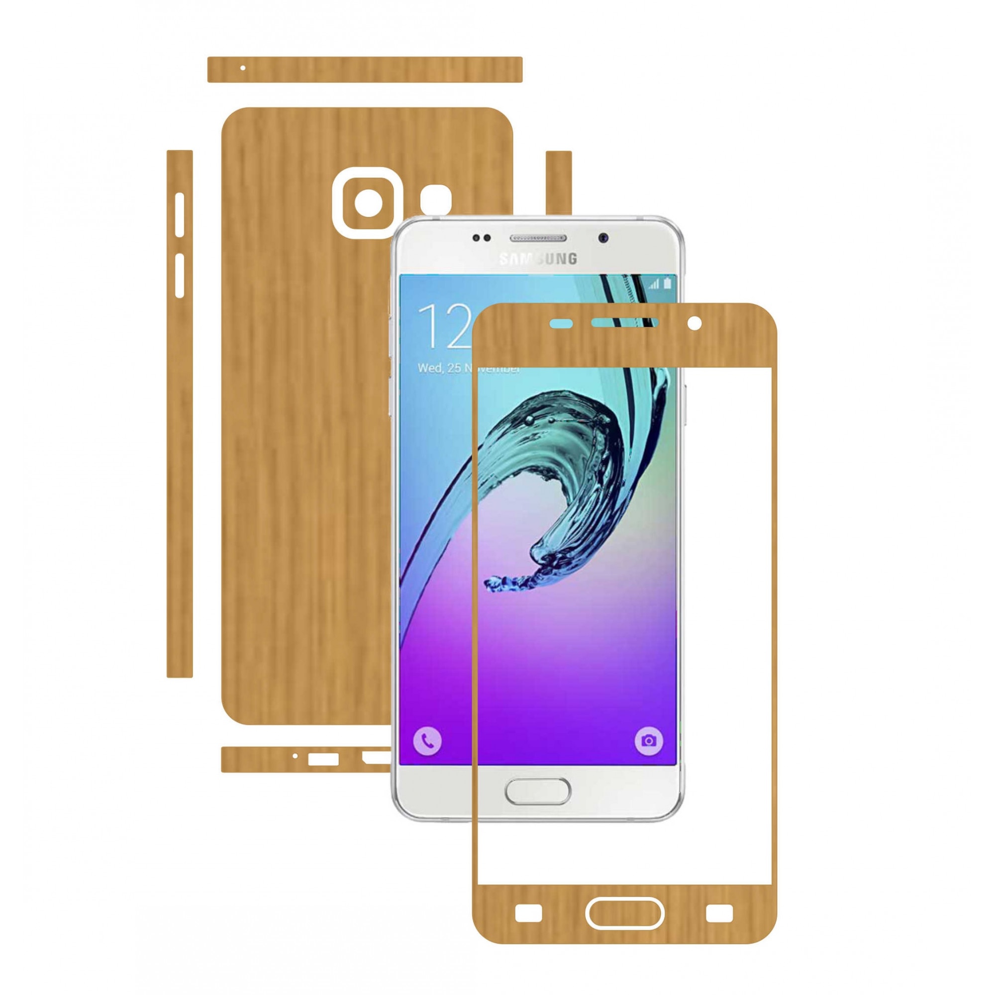 Folie de protectie Full Body Carbon Skinz, Acoperire Totala, Lemn Stejar pentru Samsung Galaxy A3 2016