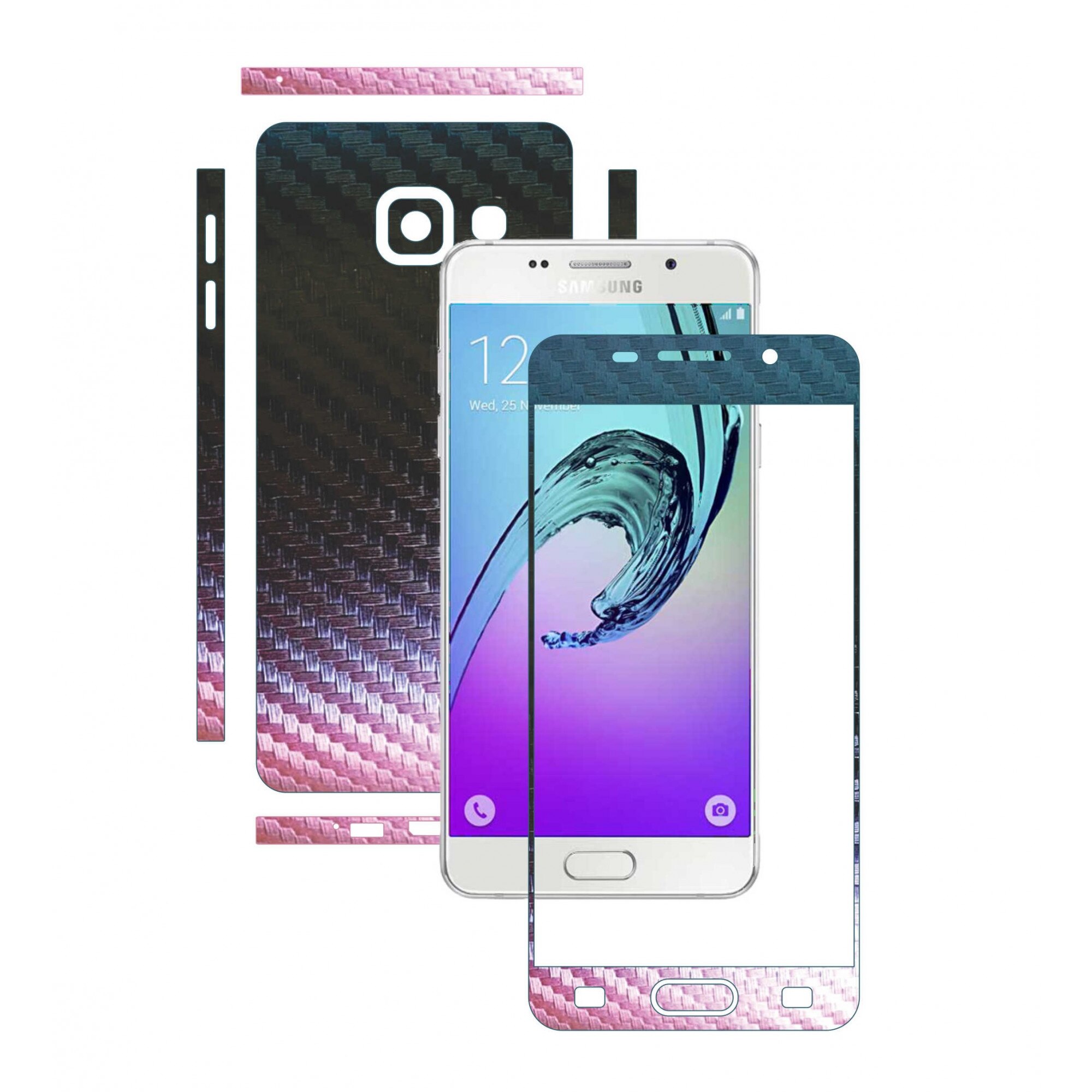 Folie de protectie Full Body Carbon Skinz, Acoperire Totala, Carbon Cameleon pentru Samsung Galaxy A3 2016