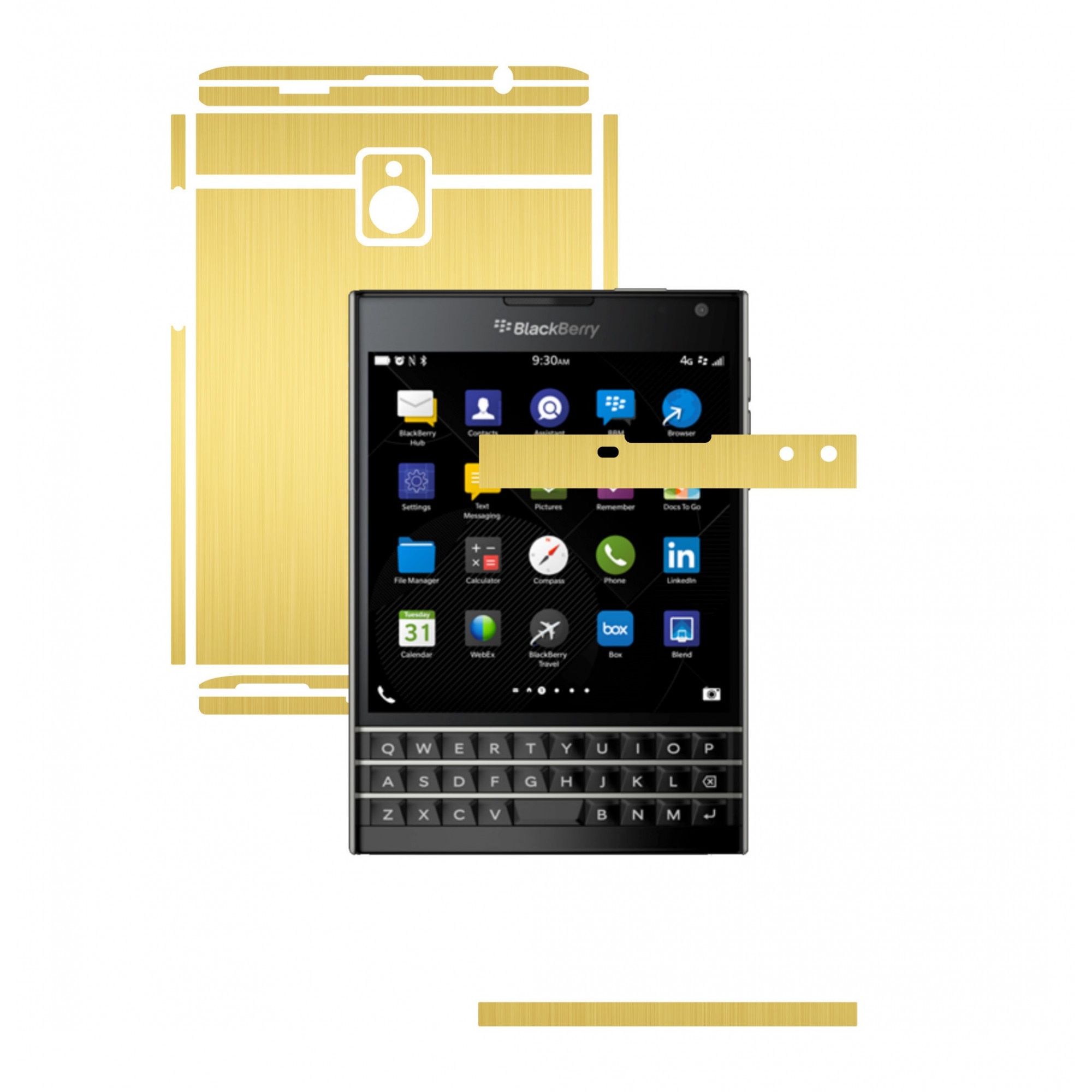 Folie de protectie Full Body Carbon Skinz, Acoperire Totala, Brushed Auriu pentru BlackBerry Passport