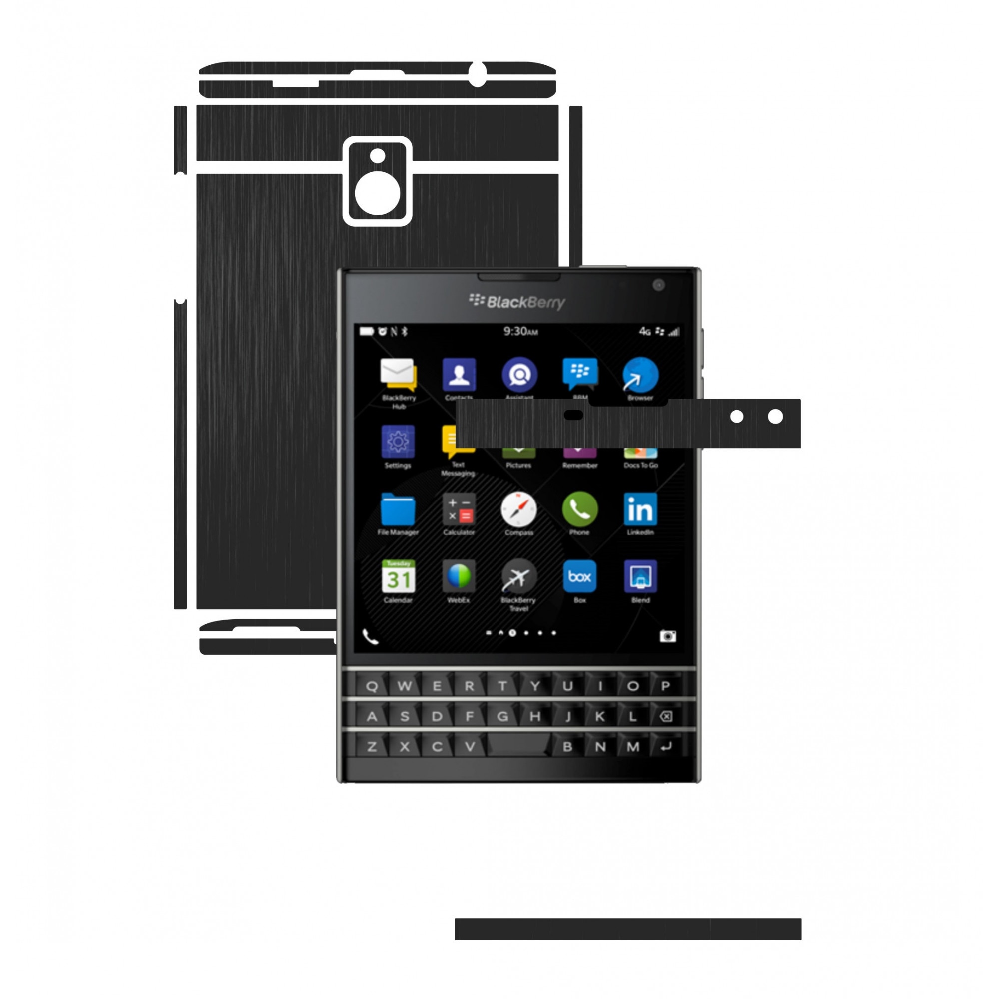 Folie de protectie Full Body Carbon Skinz, Acoperire Totala, Brushed Negru pentru BlackBerry Passport