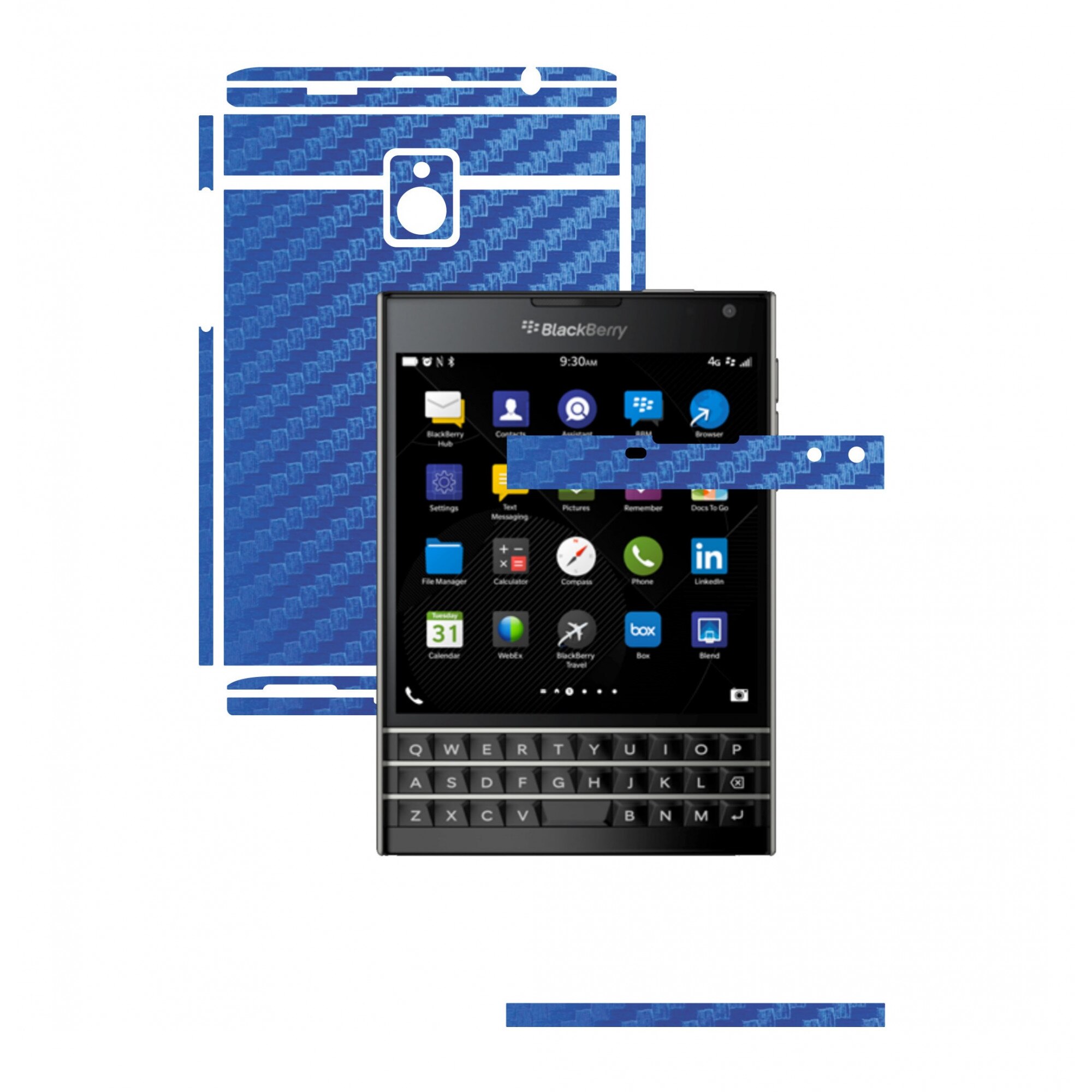 Folie de protectie Full Body Carbon Skinz, Acoperire Totala, Carbon Albastru pentru BlackBerry Passport