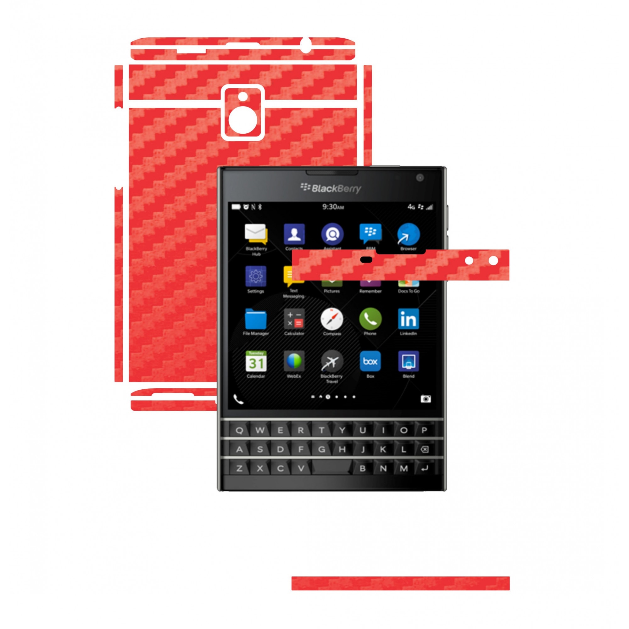 Folie de protectie Full Body Carbon Skinz, Acoperire Totala, Carbon Rosu pentru BlackBerry Passport