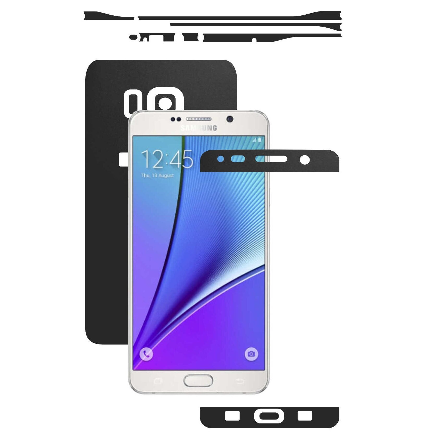 Folie de protectie Full Body Carbon Skinz, Acoperire Totala, Negru Mat pentru Samsung Galaxy Note 5