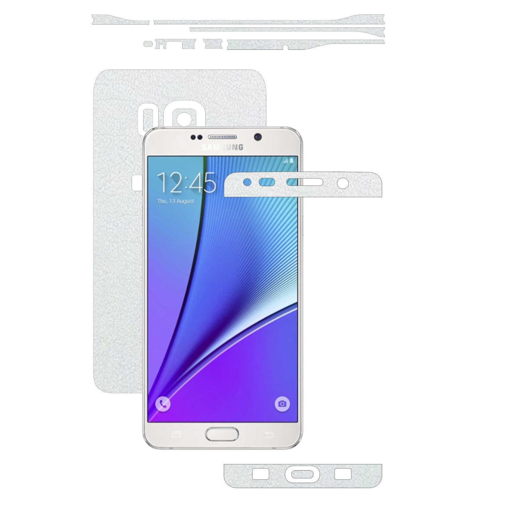 Folie de protectie Full Body Carbon Skinz, Acoperire Totala, Piele Alba pentru Samsung Galaxy Note 5