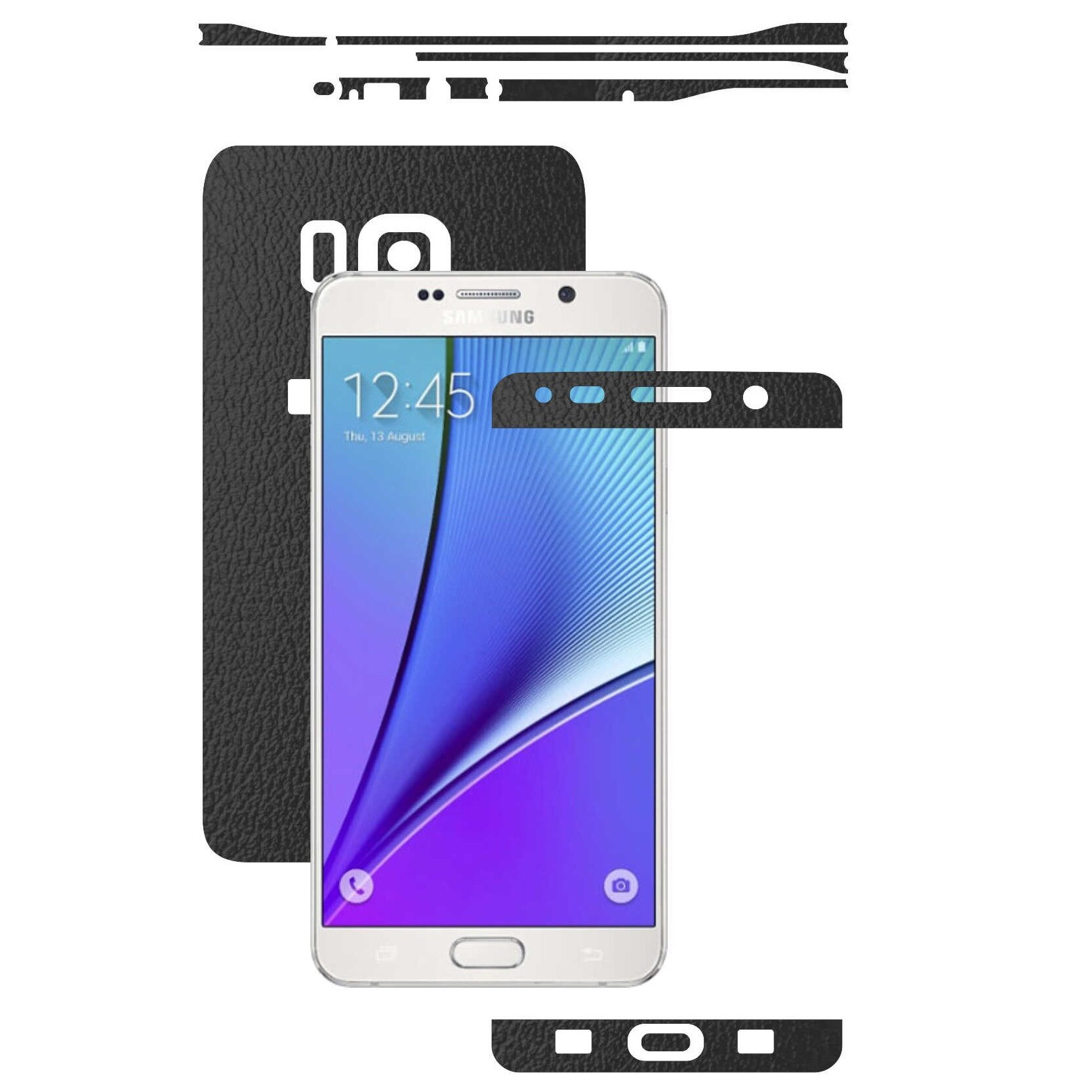 Folie de protectie Full Body Carbon Skinz, Acoperire Totala, Piele Neagra pentru Samsung Galaxy Note 5