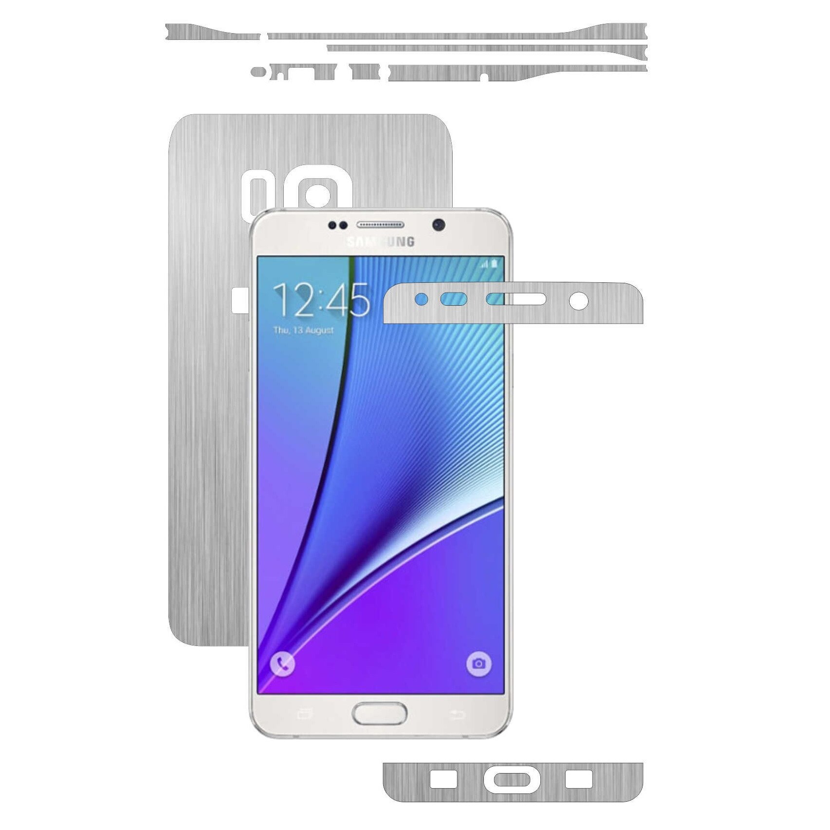 Folie de protectie Full Body Carbon Skinz, Acoperire Totala, Brushed Argintiu pentru Samsung Galaxy Note 5