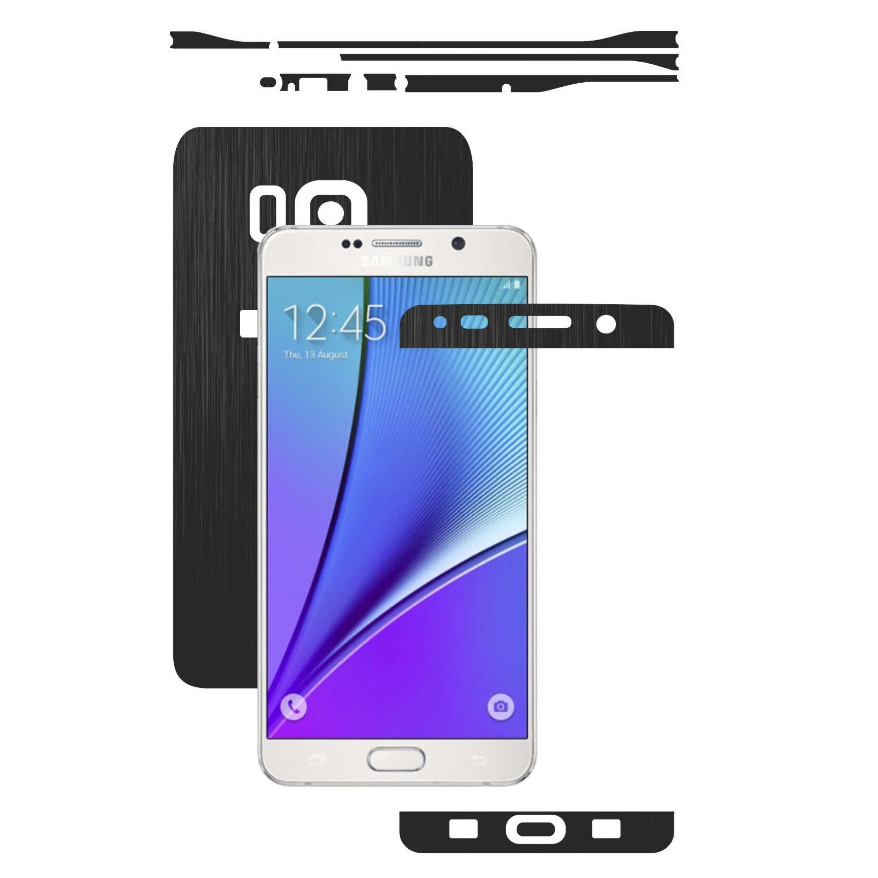 Folie de protectie Full Body Carbon Skinz, Acoperire Totala, Brushed Negru pentru Samsung Galaxy Note 5