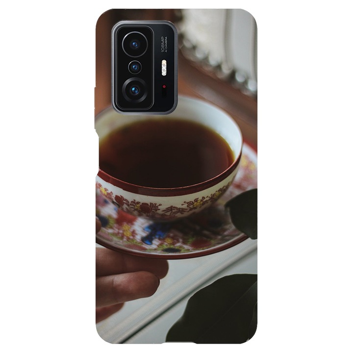 Калъф, съвместим с Xiaomi Redmi Note 11 модел Чаша за кафе, Силикон, TPU, Обратно