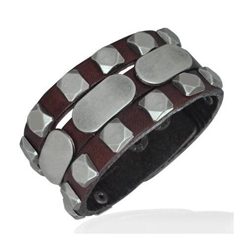 Bratara piele maro cu diverse accesorii metalice - BeSpecial