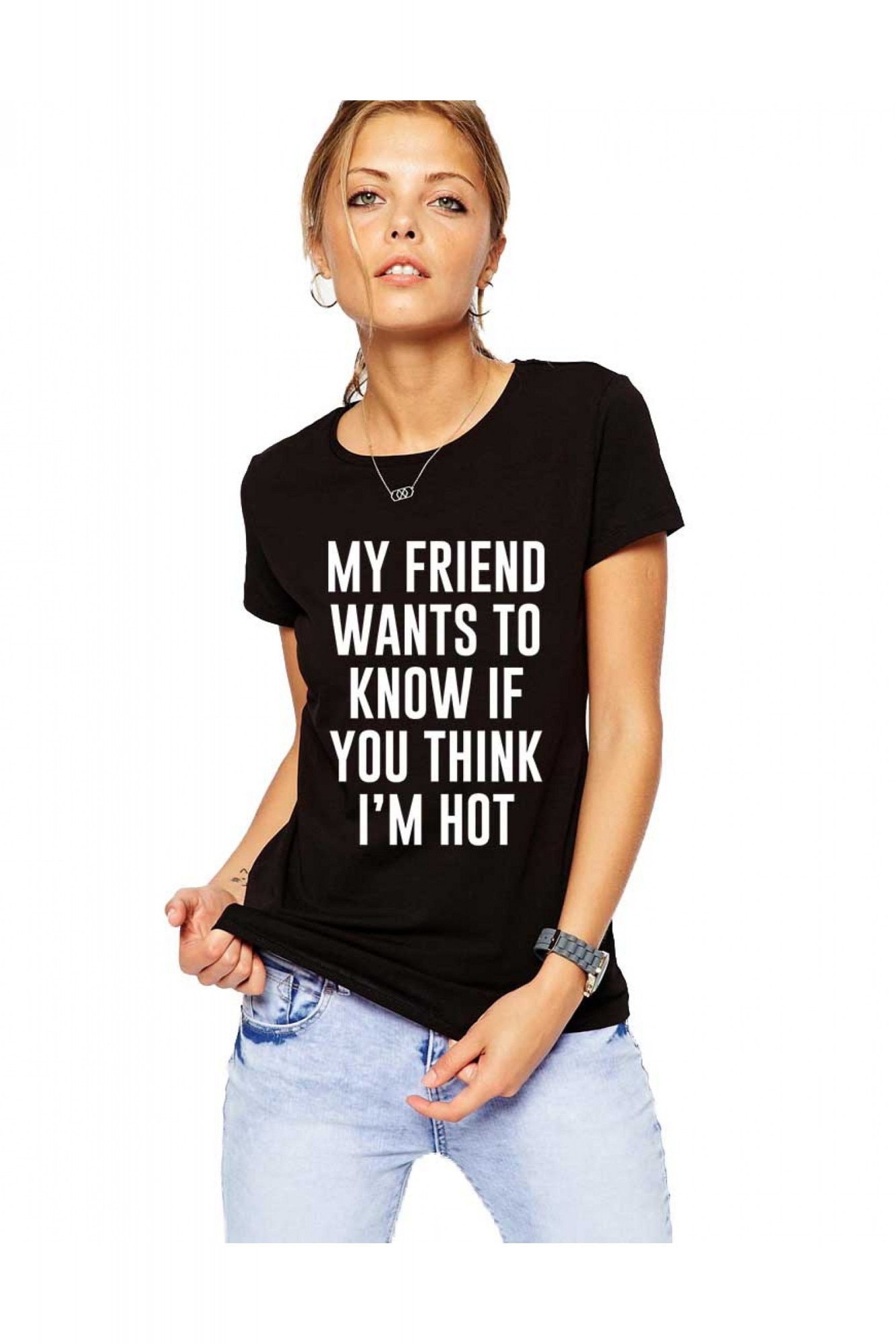 Tricou dama negru, My Friend Wants To Know, Negru