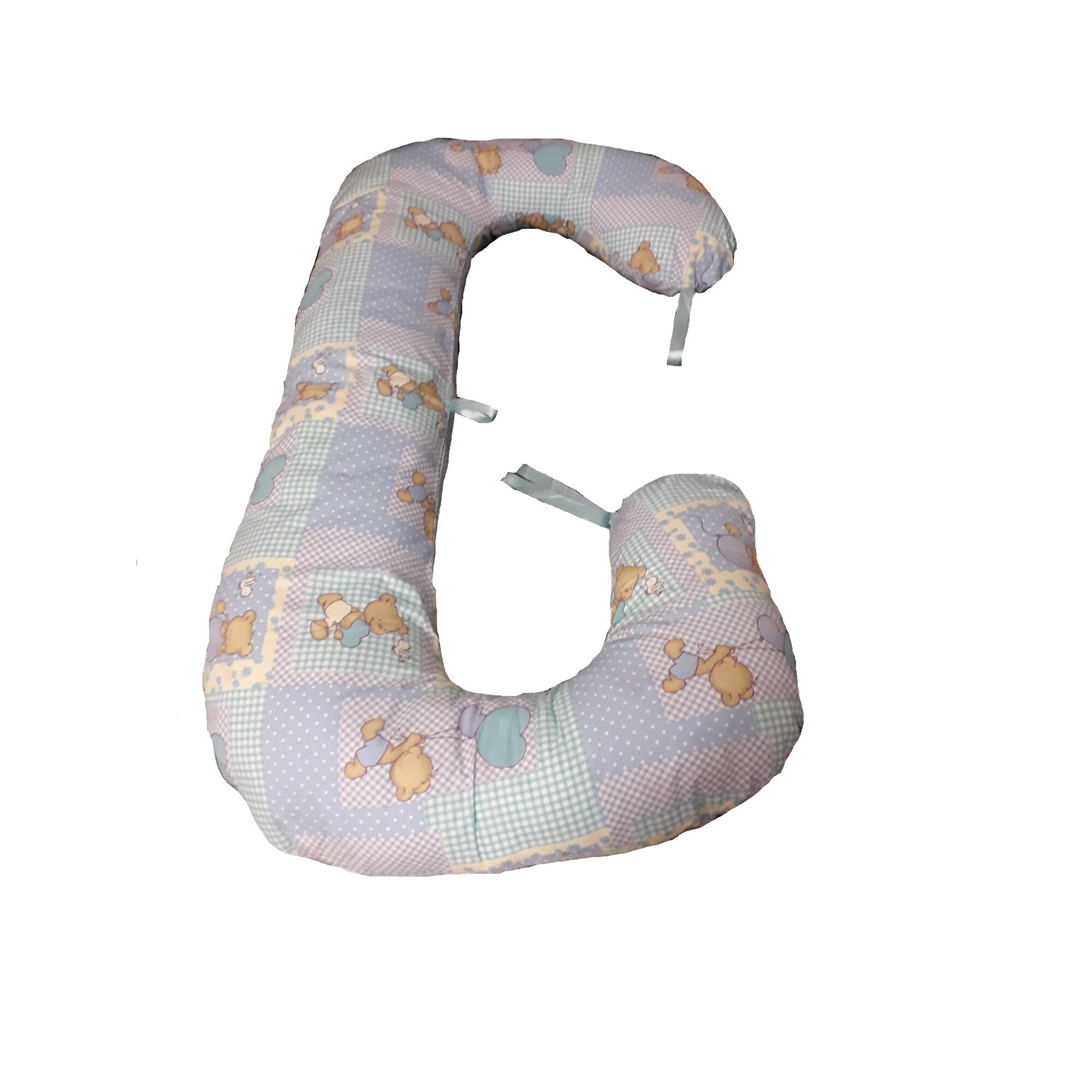 Perna pentru gravide si alaptat, cu husa detasabila, model Happy Bear Blue